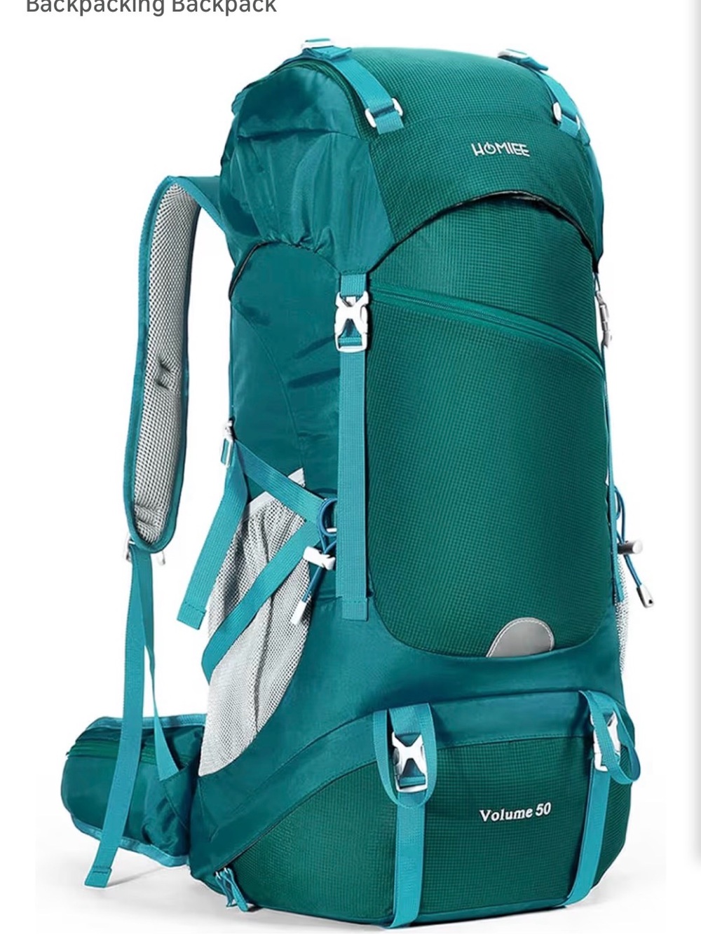 Women’s Teal 50L Outdoor Hiking Backpacking Backpack